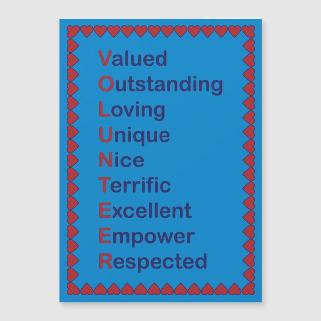 Obrigados Voluntários de Apreciação Corações Azul  (Frente)