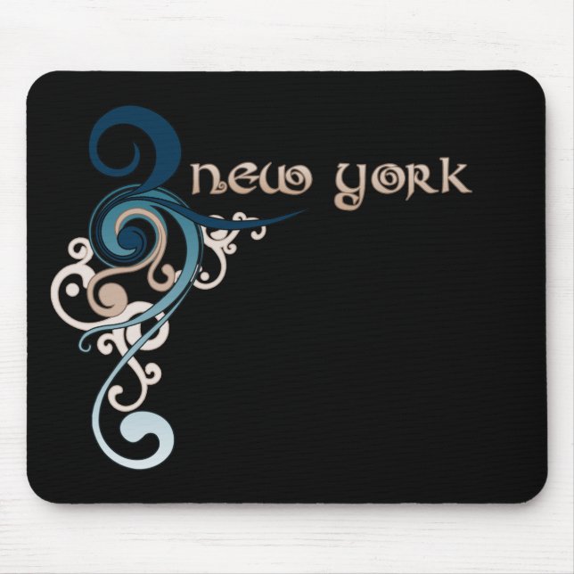 Obscuridade encaracolado azul de New York Mousepad (Frente)
