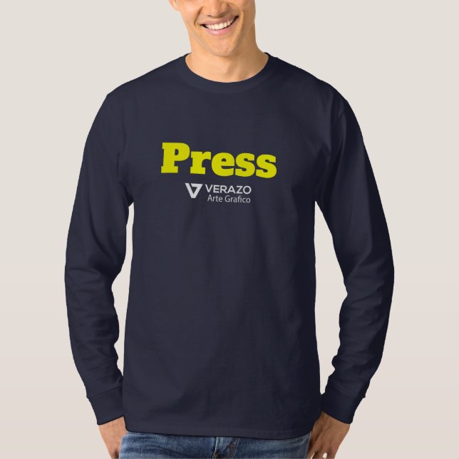 Obtenha sua camisa de credenciais de imprensa com  (Frente)