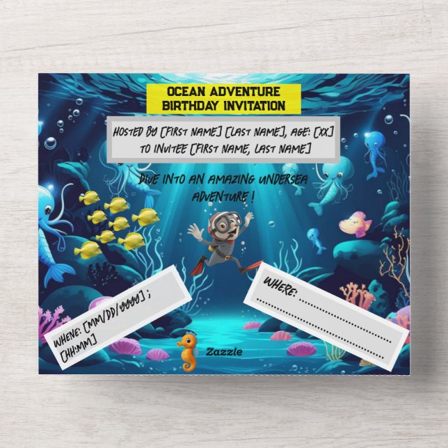 Ocean Adventure Birthday - Cartão plano (Front)