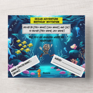 Ocean Adventure Birthday - Cartão plano