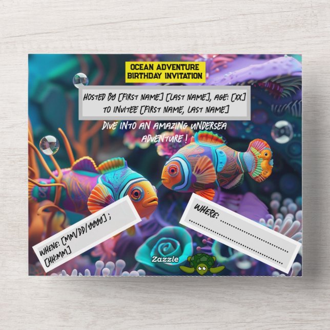 Ocean Adventure Birthday - Cartão plano (Frente )