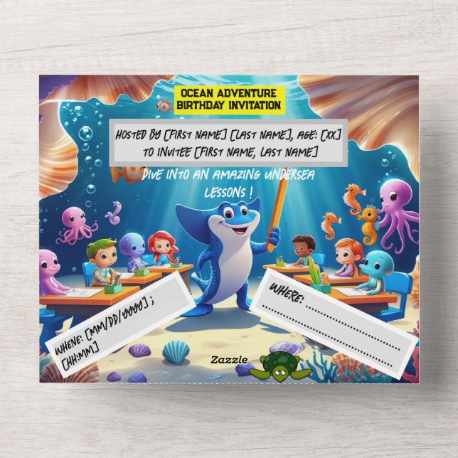 Ocean Adventure Classroom Aniversário - Cartão pla (Frente )