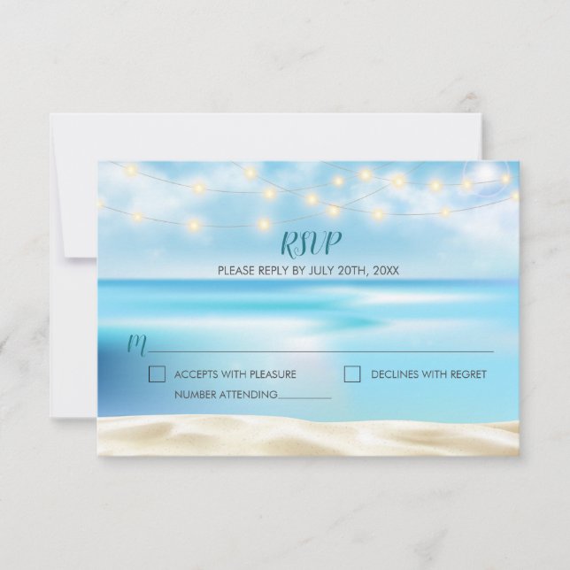 Ocean Beach Fairy Lights RSVP Resposta (Frente)