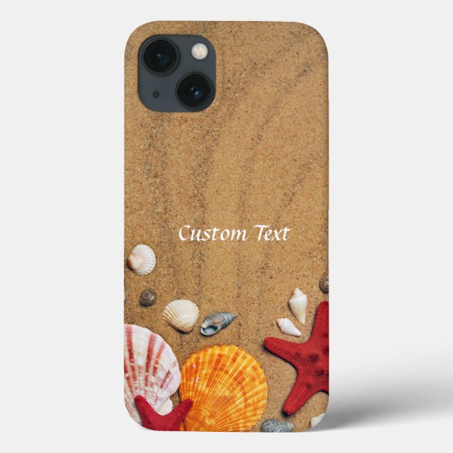 Ocean Beach Seashells Red Starfish Personalizado (Verso)