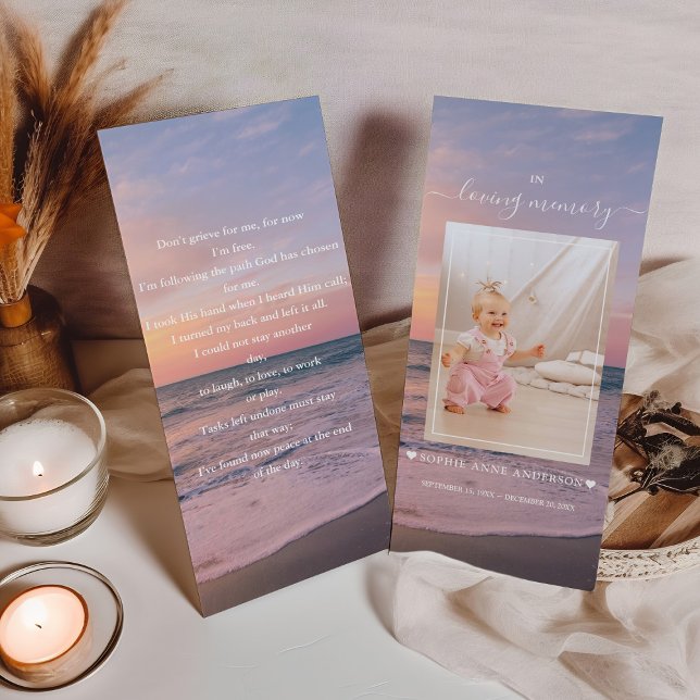 Ocean Beach Sunset Girl Foto Funeral Prayer (Criador carregado)