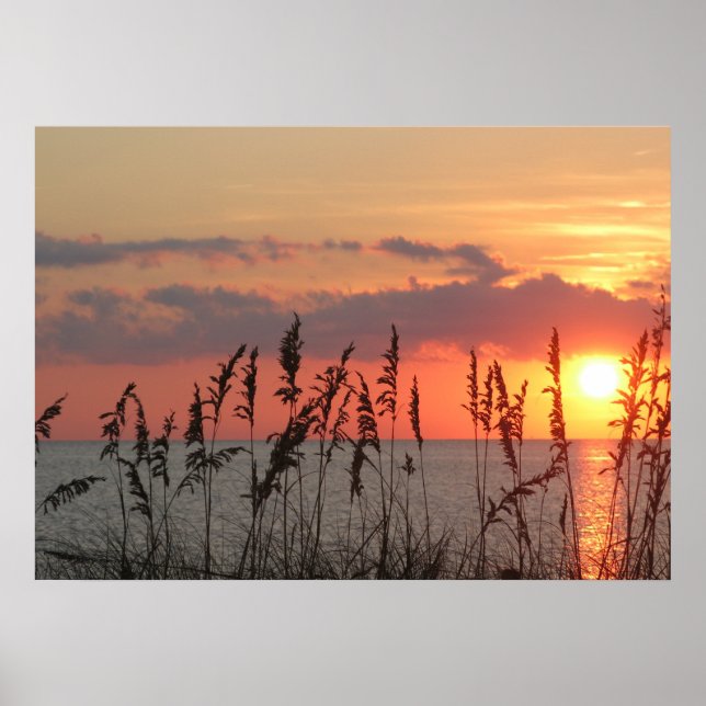 Ocean Beach Sunset Photo Nature Wall Poster (Frente)