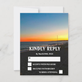 Ocean Beach Tropical Costal Sunset Wedset RSVP
