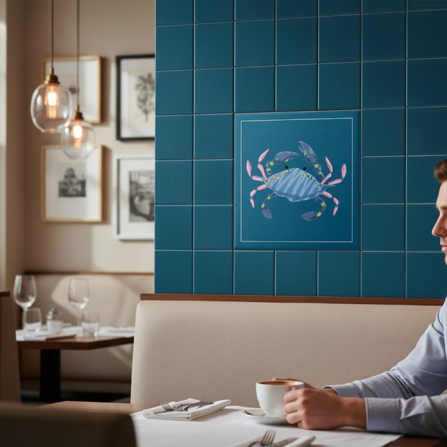 Ocean Blue Crab Marine Life Artistic Tile (Criador carregado)