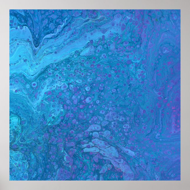 Ocean Breeze 2 Abstrato Poster Azul de Sopro (Frente)