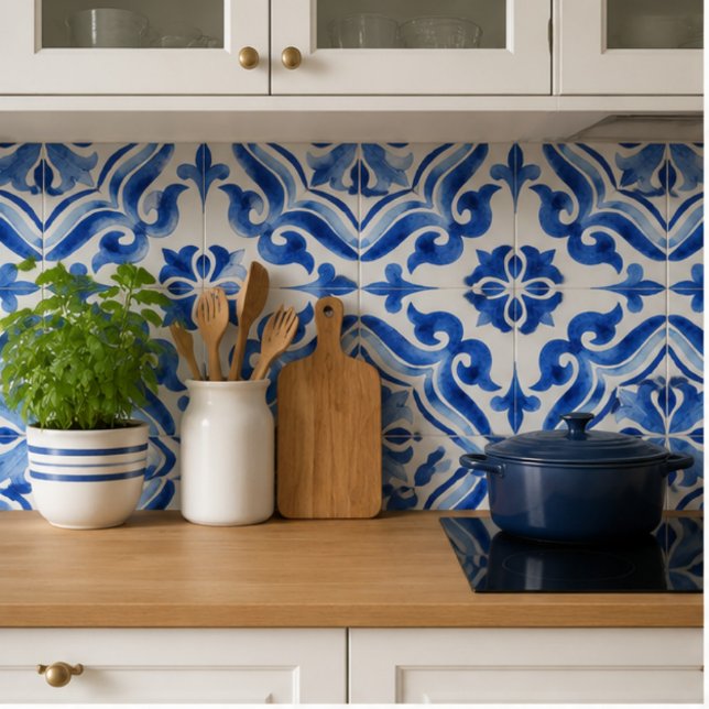 Ocean Breeze Ceramic Watercolor Blue Mosaic  (Criador carregado)