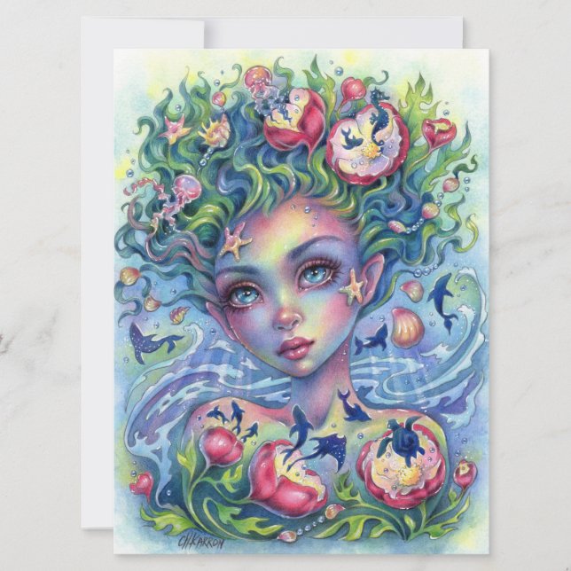 Ocean Eyes Smermaid Fantasy Girl Sea Art Cards (Frente)