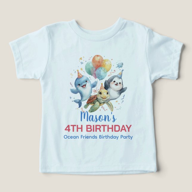Ocean Friends Birthday Toddler T-Shirt (Design frontal)