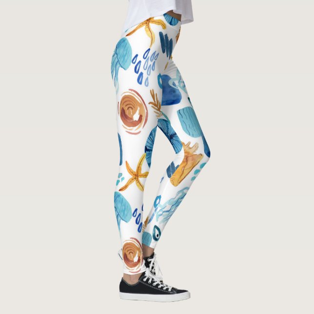 Ocean Life Seamless Pattern Leggings (Direita)