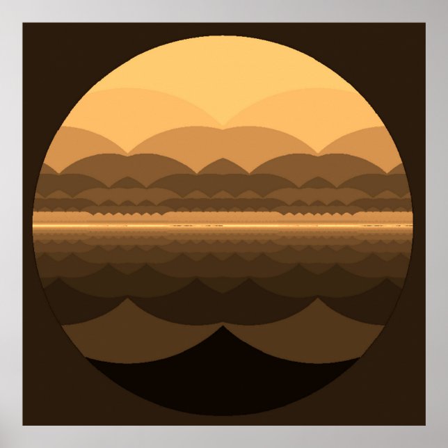 Ocean Mandala. Impressão de Paisagem Fractal. (Frente)