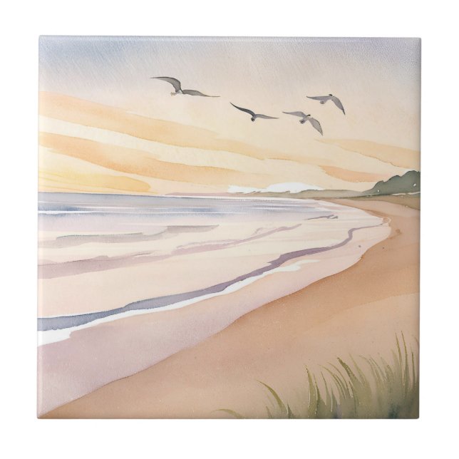 Ocean Shore | Bright Airy Watercolor Painting (Frente)