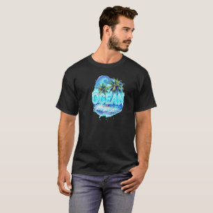 OCEAN Splash Palm - Camiseta de Gota de Água Tropi