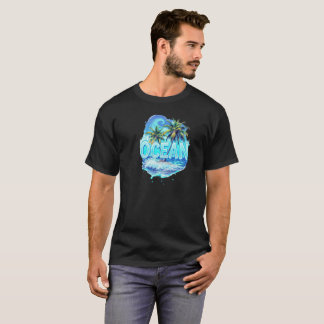 OCEAN Splash Palm - Camiseta de Gota de Água Tropi
