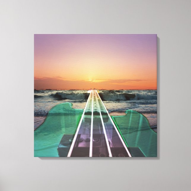 Ocean Sunset Beach Bass Art Canvas (Frente)
