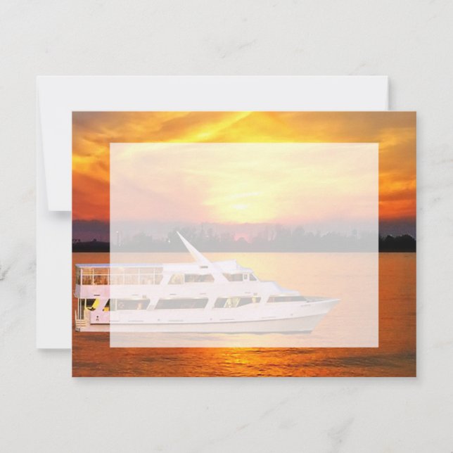 Ocean Sunset Yacht com Faux Vellum Overlay RSVP (Frente)