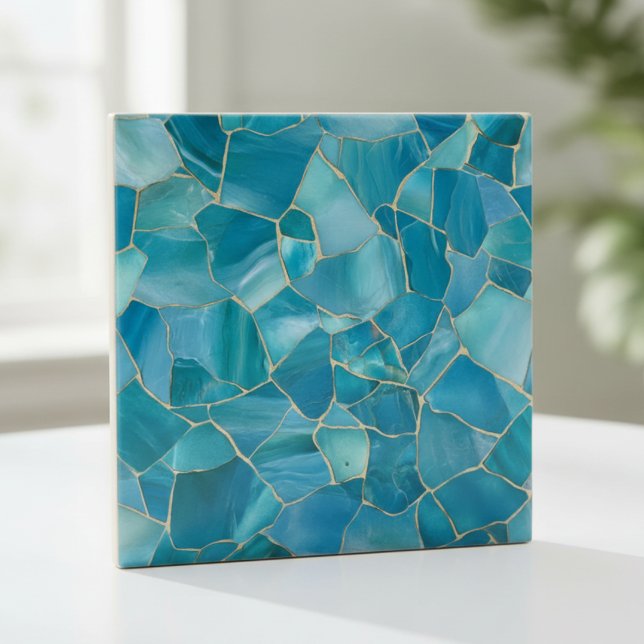 Ocean Teal Agate Gold Mosaic (Criador carregado)