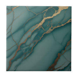 Ocean Teal Marble with Metallic Gold Veins