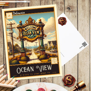 Ocean View, Delaware Cartão postal Vintage
