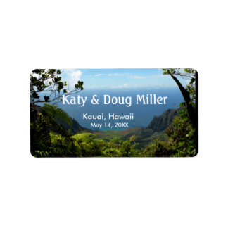 Ocean View Hawaii etiquetas para a noiva DIY