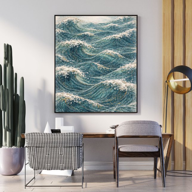 Ocean Waves Art | Japanese Wave Print Poster (Criador carregado)
