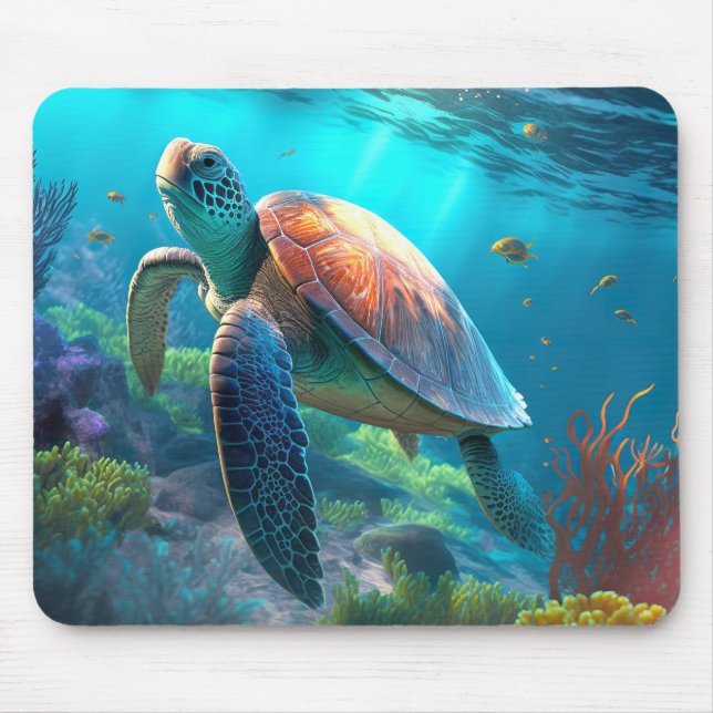 Ocean Wildlife Mouse Pads Featuring Sea Turtle Des (Frente)