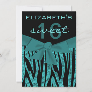 Ocean Zebra Print Sweet 16 Aniversário Convite