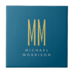 Oceano Azul Dourado Monograma Letras Iniciais<br><div class="desc">Representa-se com esta design moderna e elegante. Esse modelo pode ser personalizado para atender a todas as profissões profissionais.</div>