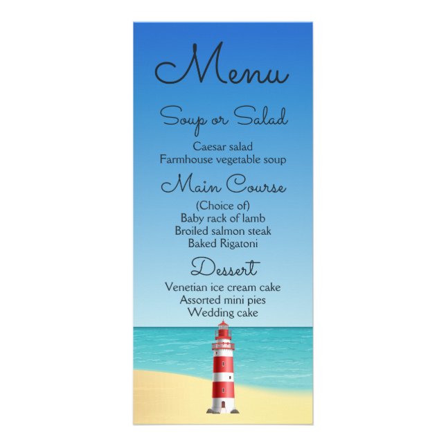 Oceano de Farol de Casamento de Praia de Menu Náut (Frente)