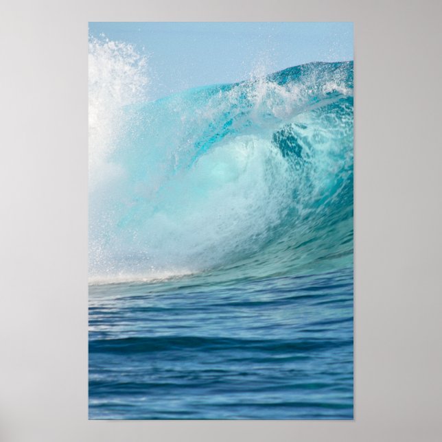 Oceano Pacífico grande onda quebrando poster verti (Frente)