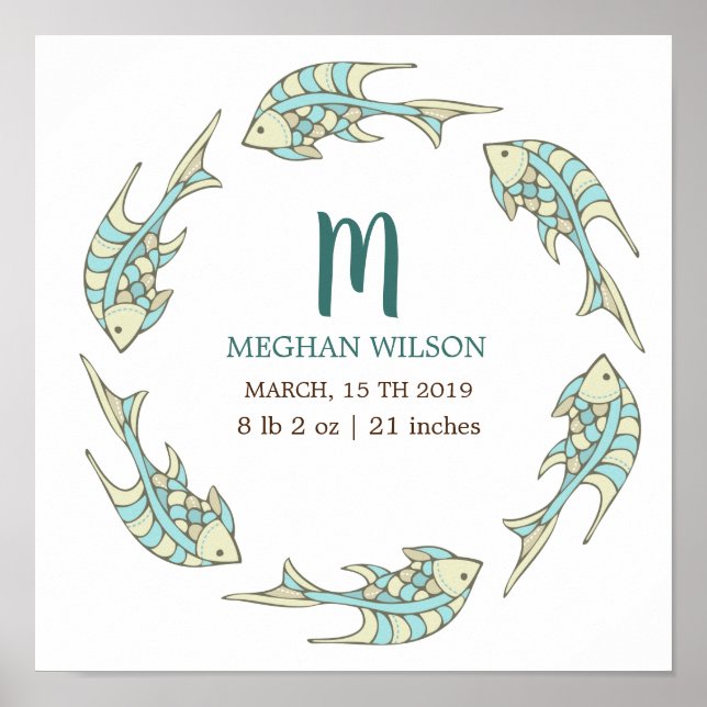 Oceano Pastel | Poster de Nascimento Personalizado (Frente)