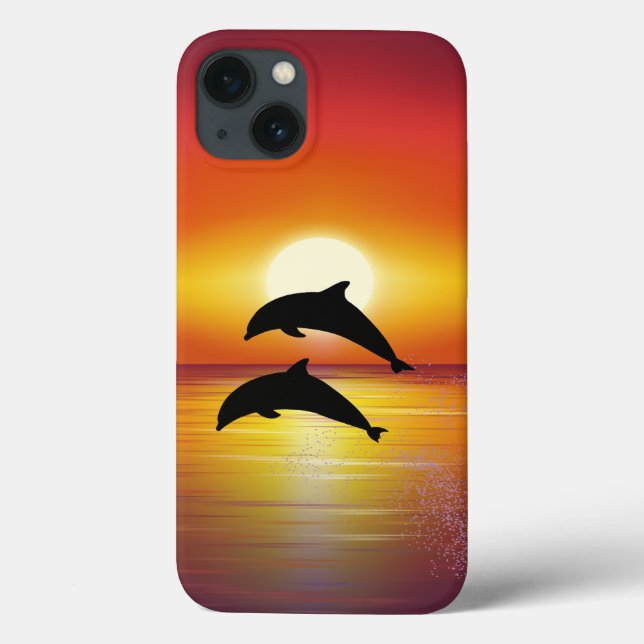 Oceano Sunset Dolphins Casal Jogando iPad de Amor (Verso)