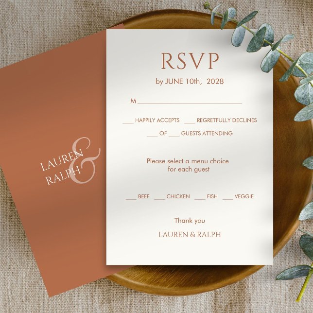 Ochre Terracotta Monograma Wedding RSVP (Criador carregado)