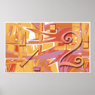 Ochre Two Abstrato Art Poster Cor de Laranja