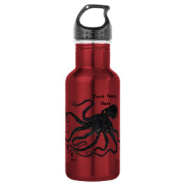 Octopus 6 Preto Em Vermelho - 18 oz. Garrafa de Ág