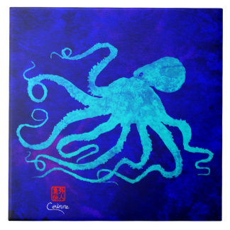 Octopus 6 R - Grande Azulejo Cerâmico