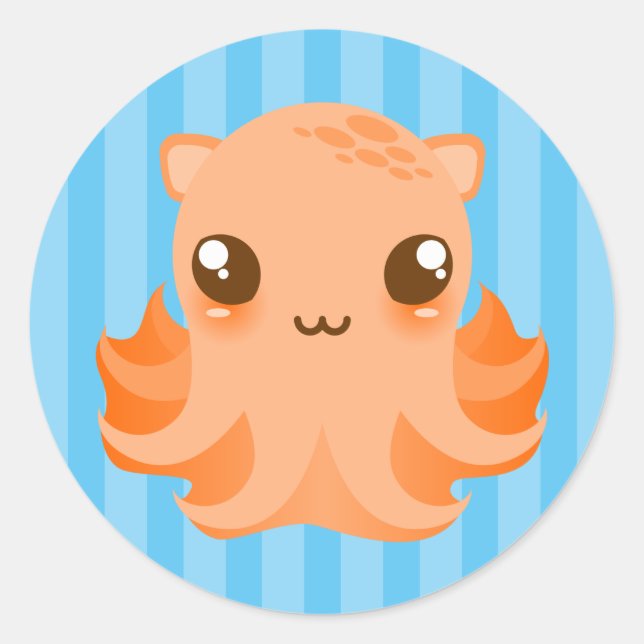 Octopus Adorável - Adesivos Kawaii Cute (Frente)