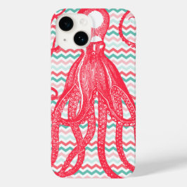 Octopus antigo em Coral e Aqua Chevrons