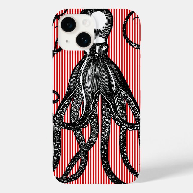 Octopus antigo em faixas brancas vermelhas (Verso)