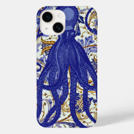 Octopus antigo no Floral Dourado Azul