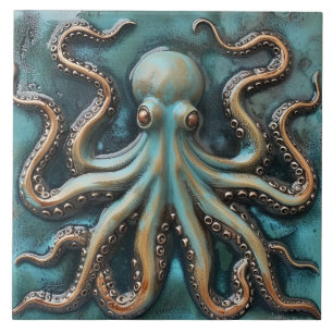 Octopus Aquático com Efeito 3D em Teto e Cobre
