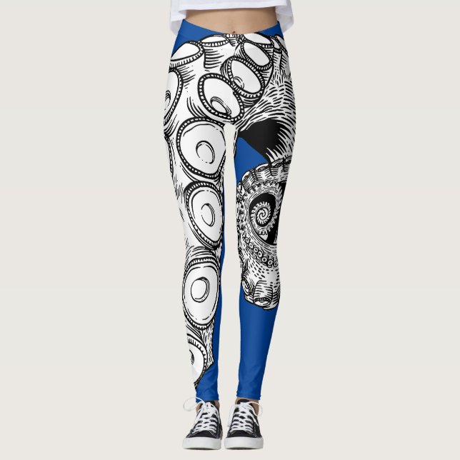 Octopus Azul escuro Leggings Tentacle (Frente)