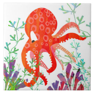 Octopus Azulejo cerâmico (6" quadrados)