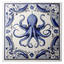 Octopus Blue and White Sea Ocean Theming Beach Hou