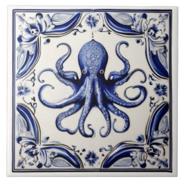 Octopus Blue and White Sea Ocean Theming Beach Hou