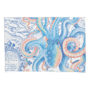 Octopus Blue Vintage Map Chic